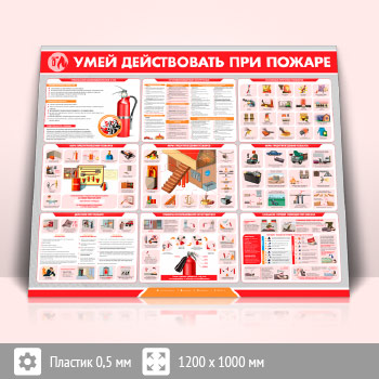 Стенд «Умей действовать при пожаре» (PB-25-SUPERSLIM)